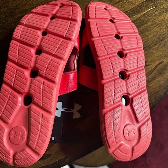 Under Armour Red Slide Sandals with Textured Footbed - Picture 2 of 6
